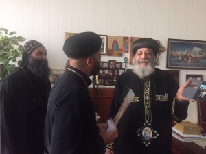 St Cyril's Dean, Fr Daniel, and Fr Anthony St Shenouda, meeting with HH Pope Tawadros II